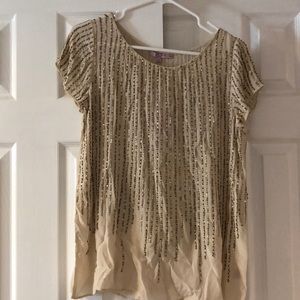 NWT Calypso Modera Sequin Silk Top- tan medium